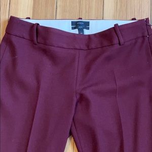 J Crew Minnie Plum Wool Cropped Pants 4P